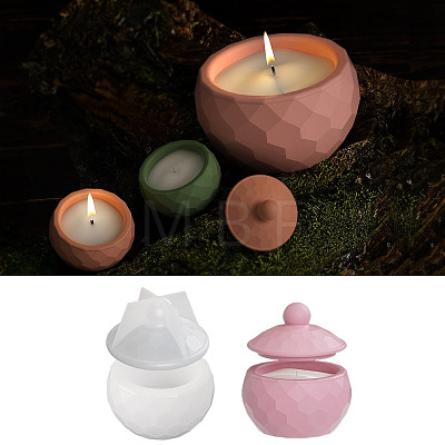 Faceted Round DIY Candle Cup Silicone Molds DIY-Q037-07A-1