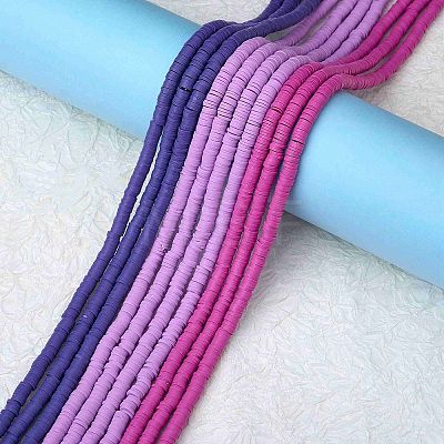 10 Strands 3 Colors Flat Round Eco-Friendly Handmade Polymer Clay Beads CLAY-SZ0002-03A-1