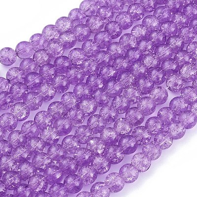 Plum Crackle Glass Round Beads Strands X-CCG-Q002-8mm-04-1