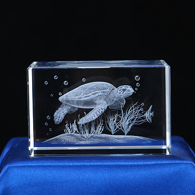 3D Laser Engraving Animal Glass Figurine DJEW-R013-01D-1