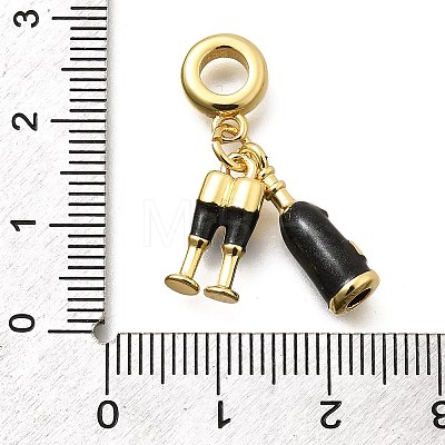 Brass Enamel Goblets & Wine Bottle European Dangle Charms Large Hole Pendants KK-Z093-08G-02-1