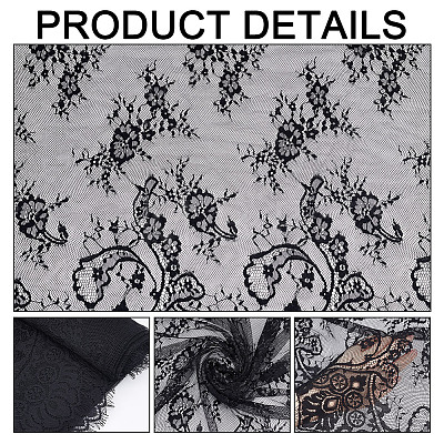 Flower Pattern Polyester Lace Fabric DIY-WH0496-28B-1