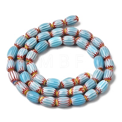 Handmade Millefiori Glass Oval Beads Strands LK-Z001-02A-04-1