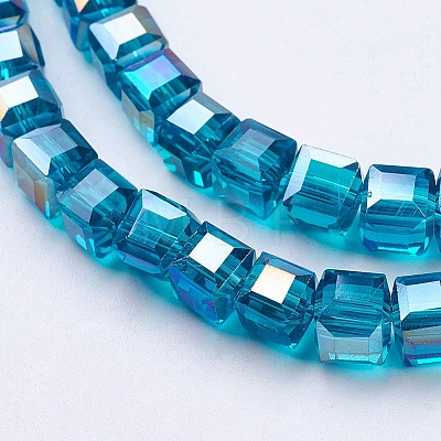 Electroplate Glass Beads Strands X-EGLA-R030-6x6mm-14-1