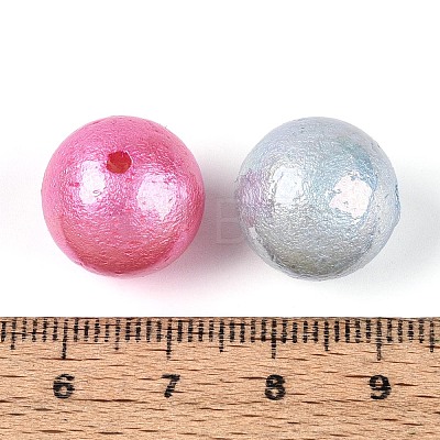 Textured Electroplate ABS Plastic Round Beads SACR-T017-73M-1
