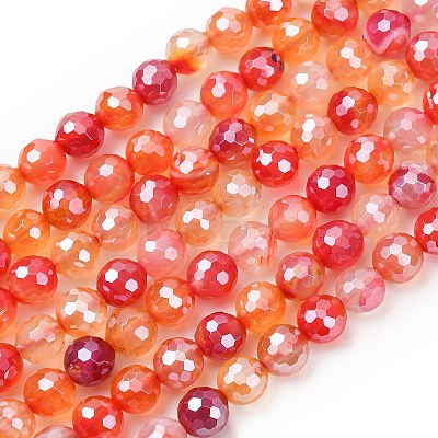 Natural Banded Agate Beads Strands G-B191-A01-6mm-1