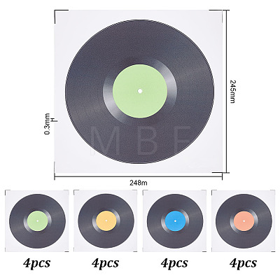 4 Sheets 4 Colors Square Plastic Vinyl Records Waterproof Decorative Stickers DIY-WH0349-146-1