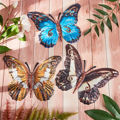 Gorgecraft Butterfly Iron Art Wall Hanging Decorations Creative Butterfly Decoration Vintage Wall Decor Christmas Party Decoration DIY-GF0001-82-1
