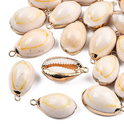 Electroplate Cowrie Shell Pendants SSHEL-S261-11-1