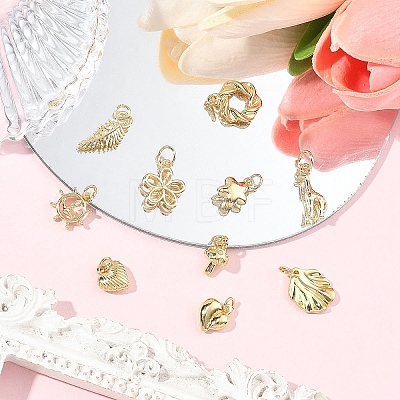 10Pcs 10 Styles Brass Pendants KK-YW0004-40-1