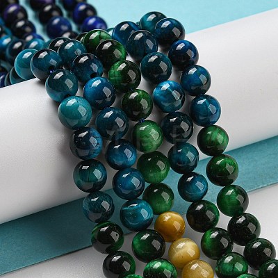 Gradient Color Natural Tiger Eye Beads Strands G-M413-A01-01-1
