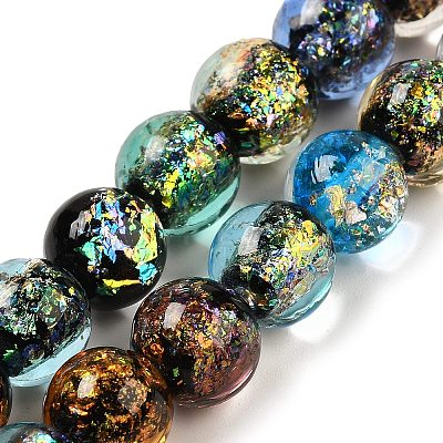 Handmade Dichroic Foil Glass Beads Strands DICH-U001-05J-1