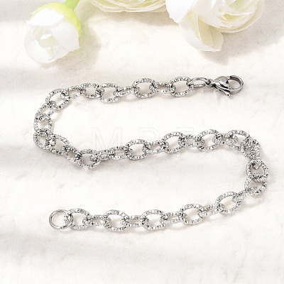 201 Stainless Steel Cable Chain Bracelets STAS-T077-15P-1
