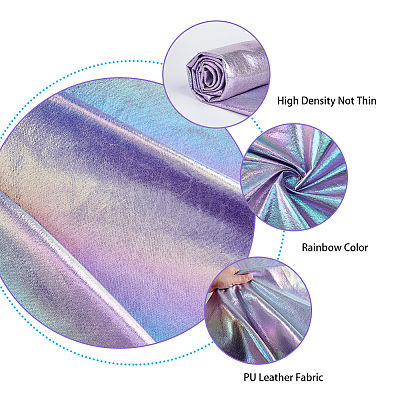 Rainbow PU Leather Fabric DIY-WH0030-88-1