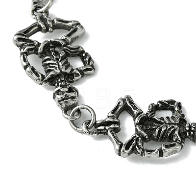 Halloween 304 Stainless Steel Skeleton Link Chain Bracelets for Women Men BJEW-C063-07AS-1