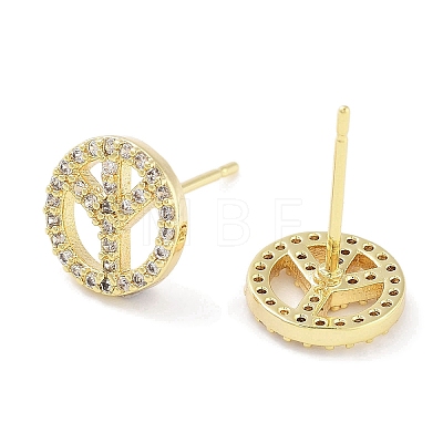 Brass Micro Pave Clear Cubic Zirconia Studs Earring EJEW-S217-G20-1