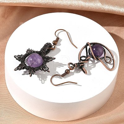 Natural Amethyst Dangle Earrings G-H359-07R-09-1