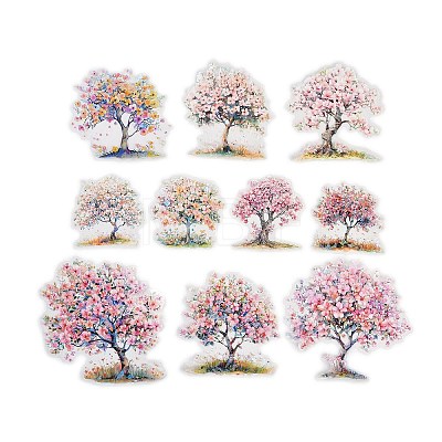 10Pcs 10 Styles Flower Tree Waterproof PET Stickers DIY-G121-03F-1