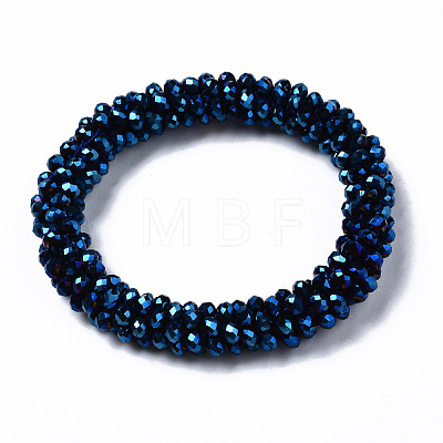 Faceted Electroplate Glass Beads Stretch Bracelets BJEW-S144-002G-04-1