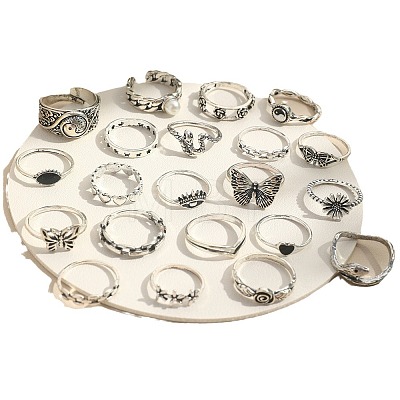 21Pcs Alloy Enamel with Plastic Pearl Finger Rings Sets FS-WG05D6A-01-1