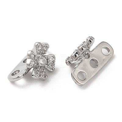 Brass Micro Pave Clear Cubic Zirconia Slide Charms KK-P239-19P-1