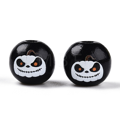 Halloween Theme Wood European Beads WOOD-N016-04D-1