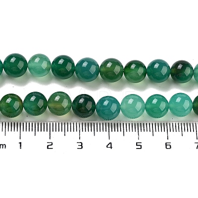 Natural Green Onyx Agate Dyed Round Bead Strands G-P070-19-8mm-1