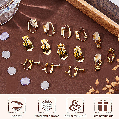 SOFPLATE 32Pcs 4 Style Brass Clip-on Earring Converters Findings KK-SP0001-28G-1