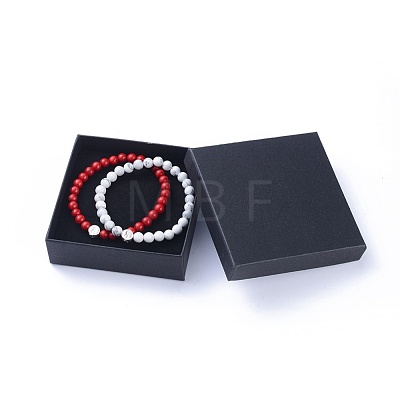 Feng Shui Natural Howlite & Synthetic Grass Coral Beaded Stretch Bracelets BJEW-JB05022-04-1