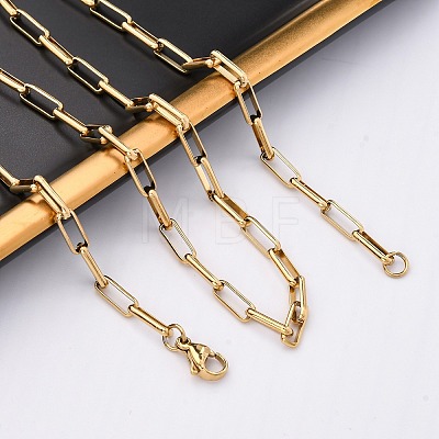 304 Stainless Steel Paperclip Chain Necklaces X-NJEW-Q013-03G-1