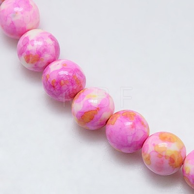 Synthetic Ocean White Jade Beads Strands G-L019-6mm-02-1
