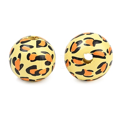 Printed Wood European Beads WOOD-G029-05A-1