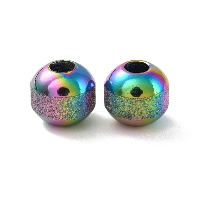 Rainbow Color Ion Plating(IP) Textured 304 Stainless Steel Beads STAS-P306-01B-MC-1