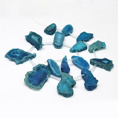 Dyed Natural Agate Nuggets Beads Strands G-E331-08F-1