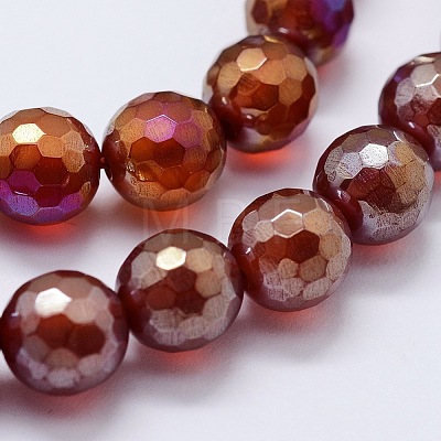 Electroplated Natural Agate Beads Strands G-G749-01A-8mm-1