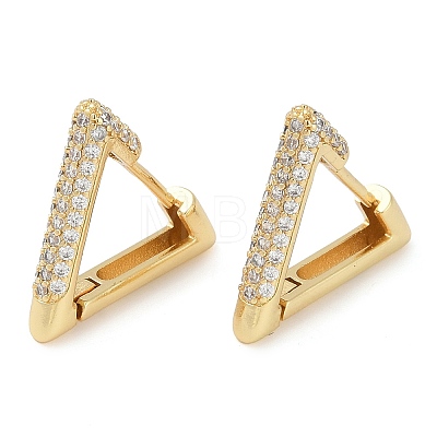 Rack Plating Triangle Brass Micro Pave Cubic Zirconia Hoop Earrings EJEW-Z059-14G-1