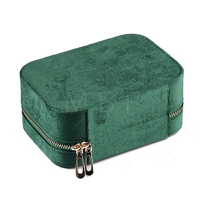 Italian Velvet Double Layers Jewelry Set Storage Zipper Boxes with Mirror Inside CON-G023-09D-1