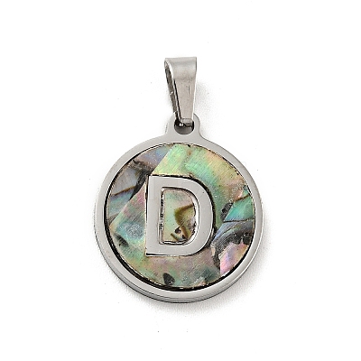 304 Stainless Steel with Paua Shell Pendants STAS-G268-02D-P-1