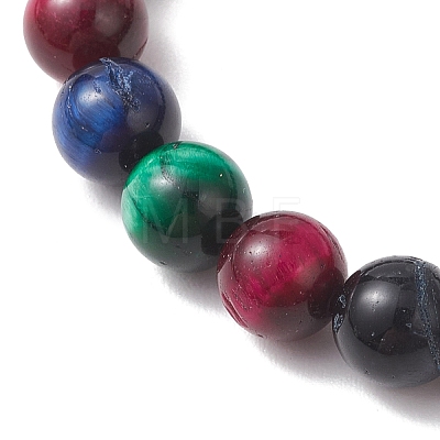 Natural Tiger Eye Beaded Stretch Bracelets for Women Men BJEW-JB13464-1