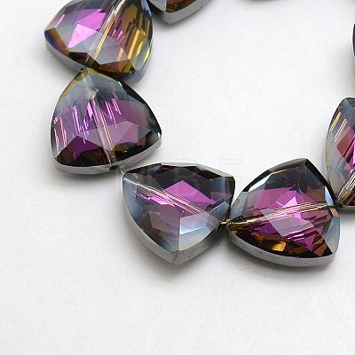 Electroplate Crystal Glass Triangle Beads X-EGLA-F068-M-1