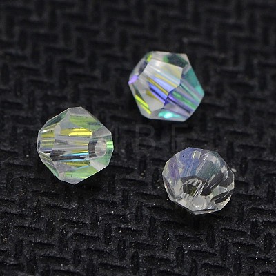 AB Color Plated Crystal Glass Bicone Loose Beads X-GGLA-F026-B01-1