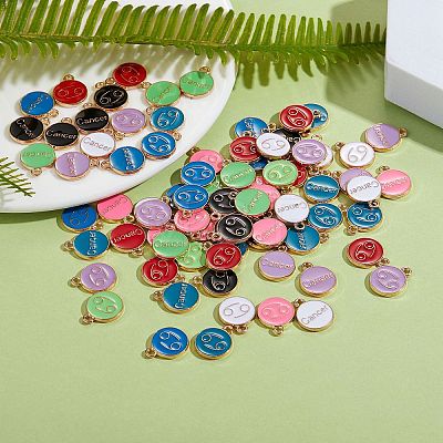 90Pcs 9 Colors Alloy Enamel Pendants ENAM-SZ0001-55-1