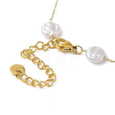 304 Stainless Steel & Plastic Pearl Link Chain Necklaces for Women NJEW-K383-04A-G-1