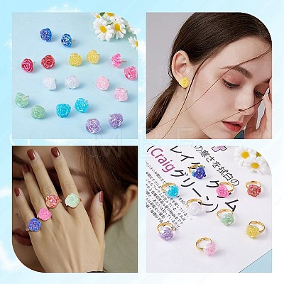 DIY Rose Flower Earring & Finger Ring Making Kit DIY-SZ0008-45-1