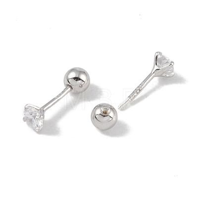 Anti-Tarnish Rhodium Plated 999 Sterling Silver Cubic Zirconia Earlobe Plugs for Women EJEW-S215-28P-1