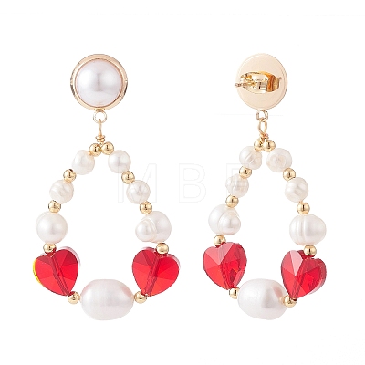 Teardrop Beaded Dangle Stud Earrings for Girl Women EJEW-TA00023-1