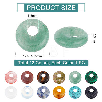 BENECREAT 12Pcs 12 Styles Natural & Synthetic Gemstone Pendants G-BC0001-49-1
