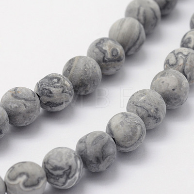 Natural Map Stone/Picasso Stone/Picasso Jasper Beads Strands X-G-F518-16-8mm-1