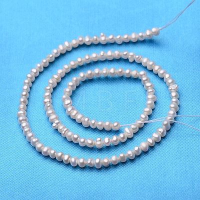 Potato Natural Cultured Freshwater Pearl Beads Strands X-PEAR-E007-3.5-4mm-1