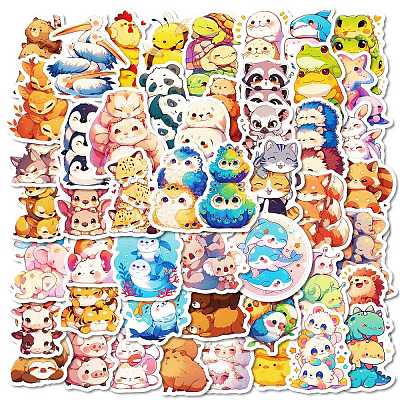 50Pcs PP Plastic Animals Sticker PW-WG98F2E-01-1